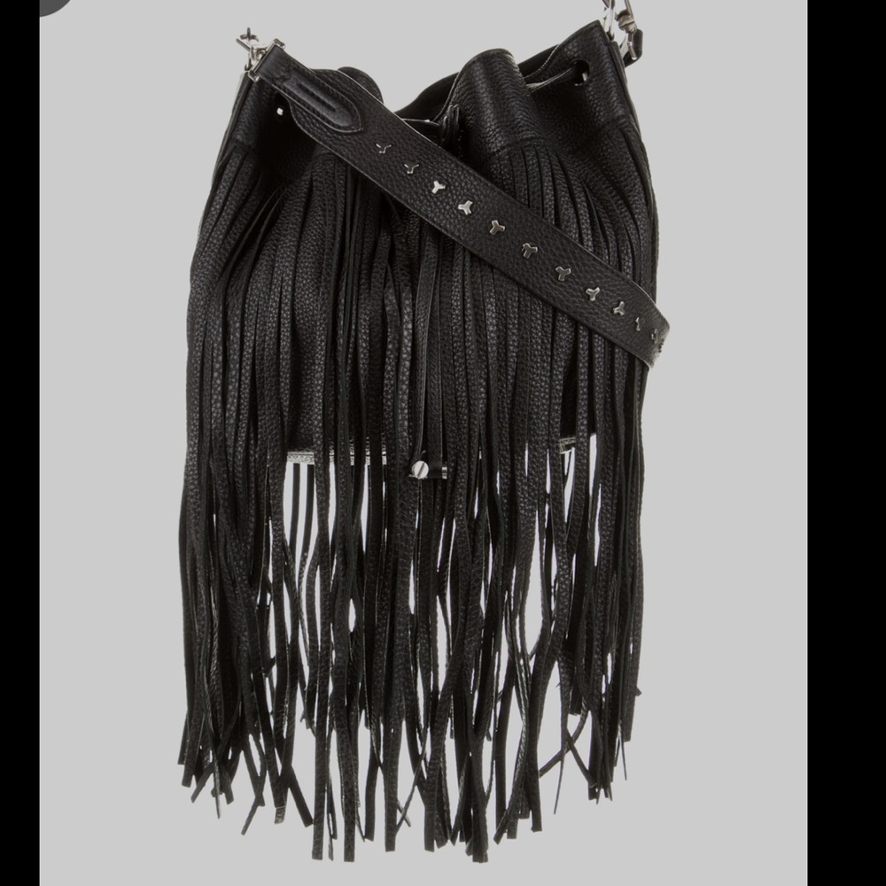Bally leather fringe bucket bag